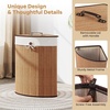 image:imageGiantex Corner Laundry Hamper with Lid 15 Gal Bamboo Laundry Basket with Removable Liner amp Portable Handle Triangle Clothes Hamper for Small Spaces Bedroom Bathroom Laundry Living RoomBamboo