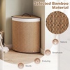 image:imageGiantex Corner Laundry Hamper with Lid 15 Gal Bamboo Laundry Basket with Removable Liner amp Portable Handle Triangle Clothes Hamper for Small Spaces Bedroom Bathroom Laundry Living RoomKhaki
