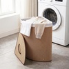 image:imageGiantex Corner Laundry Hamper with Lid 15 Gal Bamboo Laundry Basket with Removable Liner amp Portable Handle Triangle Clothes Hamper for Small Spaces Bedroom Bathroom Laundry Living RoomKhaki