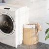 image:imageGiantex Corner Laundry Hamper with Lid 15 Gal Bamboo Laundry Basket with Removable Liner amp Portable Handle Triangle Clothes Hamper for Small Spaces Bedroom Bathroom Laundry Living RoomNatural