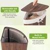 image:imageGiantex Corner Laundry Hamper with Lid 15 Gal Bamboo Laundry Basket with Removable Liner amp Portable Handle Triangle Clothes Hamper for Small Spaces Bedroom Bathroom Laundry Living RoomBrown