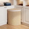 image:imageGiantex Corner Laundry Hamper with Lid 15 Gal Bamboo Laundry Basket with Removable Liner amp Portable Handle Triangle Clothes Hamper for Small Spaces Bedroom Bathroom Laundry Living RoomNatural Beige