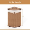 image:imageGiantex Corner Laundry Hamper with Lid 15 Gal Bamboo Laundry Basket with Removable Liner amp Portable Handle Triangle Clothes Hamper for Small Spaces Bedroom Bathroom Laundry Living RoomBamboo
