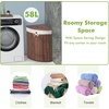 image:imageGiantex Corner Laundry Hamper with Lid 15 Gal Bamboo Laundry Basket with Removable Liner amp Portable Handle Triangle Clothes Hamper for Small Spaces Bedroom Bathroom Laundry Living RoomBrown