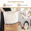 image:imageGiantex Corner Laundry Hamper with Lid 15 Gal Bamboo Laundry Basket with Removable Liner amp Portable Handle Triangle Clothes Hamper for Small Spaces Bedroom Bathroom Laundry Living RoomBamboo
