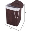 image:imageGiantex Corner Laundry Hamper with Lid 15 Gal Bamboo Laundry Basket with Removable Liner amp Portable Handle Triangle Clothes Hamper for Small Spaces Bedroom Bathroom Laundry Living RoomBrown