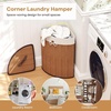 image:imageGiantex Corner Laundry Hamper with Lid 15 Gal Bamboo Laundry Basket with Removable Liner amp Portable Handle Triangle Clothes Hamper for Small Spaces Bedroom Bathroom Laundry Living RoomBamboo