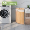 image:imageGiantex Corner Laundry Hamper with Lid 15 Gal Bamboo Laundry Basket with Removable Liner amp Portable Handle Triangle Clothes Hamper for Small Spaces Bedroom Bathroom Laundry Living RoomNatural