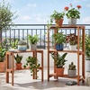 image:imageGiantex Foldable Plant Shelf 3Tier Solid Wood Indoor Outdoor Flower Pot Display Rack Corner Storage Bookshelf Freestanding Tiered Plant Stand for Garden Patio Balcony No Assembly3Tier