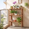 image:imageGiantex Foldable Plant Shelf 3Tier Solid Wood Indoor Outdoor Flower Pot Display Rack Corner Storage Bookshelf Freestanding Tiered Plant Stand for Garden Patio Balcony No Assembly3Tier
