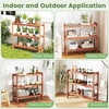 image:imageGiantex Foldable Plant Shelf 3Tier Solid Wood Indoor Outdoor Flower Pot Display Rack Corner Storage Bookshelf Freestanding Tiered Plant Stand for Garden Patio Balcony No Assembly13 x 36 x 35