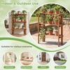 image:imageGiantex Foldable Plant Shelf 3Tier Solid Wood Indoor Outdoor Flower Pot Display Rack Corner Storage Bookshelf Freestanding Tiered Plant Stand for Garden Patio Balcony No Assembly3Tier