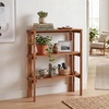 image:imageGiantex Foldable Plant Shelf 3Tier Solid Wood Indoor Outdoor Flower Pot Display Rack Corner Storage Bookshelf Freestanding Tiered Plant Stand for Garden Patio Balcony No Assembly3Tier