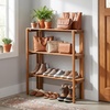 image:imageGiantex Foldable Plant Shelf 3Tier Solid Wood Indoor Outdoor Flower Pot Display Rack Corner Storage Bookshelf Freestanding Tiered Plant Stand for Garden Patio Balcony No Assembly3Tier