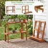 image:imageGiantex Foldable Plant Shelf 3Tier Solid Wood Indoor Outdoor Flower Pot Display Rack Corner Storage Bookshelf Freestanding Tiered Plant Stand for Garden Patio Balcony No Assembly2Tier