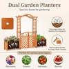 image:imageGiantex Garden Arbor with Gate and 2 Planter Boxes 83 Wooden Garden Arch Trellis wDrainage Holes Walk Through Backyard Arbor for Climbing Plants Roses Vines Wedding Ceremony Patio Lawn Pathway