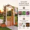 image:imageGiantex Garden Arbor with Gate and 2 Planter Boxes 83 Wooden Garden Arch Trellis wDrainage Holes Walk Through Backyard Arbor for Climbing Plants Roses Vines Wedding Ceremony Patio Lawn Pathway