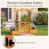 image:imageGiantex Garden Arbor with Gate and 2 Planter Boxes 83 Wooden Garden Arch Trellis wDrainage Holes Walk Through Backyard Arbor for Climbing Plants Roses Vines Wedding Ceremony Patio Lawn Pathway
