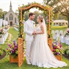 image:imageGiantex Garden Arbor with Gate and 2 Planter Boxes 83 Wooden Garden Arch Trellis wDrainage Holes Walk Through Backyard Arbor for Climbing Plants Roses Vines Wedding Ceremony Patio Lawn Pathway