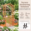 image:imageGiantex Garden Arbor with Gate and 2 Planter Boxes 83 Wooden Garden Arch Trellis wDrainage Holes Walk Through Backyard Arbor for Climbing Plants Roses Vines Wedding Ceremony Patio Lawn Pathway