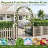 image:imageGiantex Garden Arch with Gate 79 H x 39 W HeavyDuty Metal Arbor Trellis with Safety Latch 4 Ground Stakes for Climbing Plants Vines Outdoor Archway for Lawn Patio Wedding amp Party BlackBlack