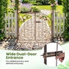 image:imageGiantex Garden Arch with Gate 79 H x 39 W HeavyDuty Metal Arbor Trellis with Safety Latch 4 Ground Stakes for Climbing Plants Vines Outdoor Archway for Lawn Patio Wedding amp Party BlackBronze