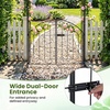 image:imageGiantex Garden Arch with Gate 79 H x 39 W HeavyDuty Metal Arbor Trellis with Safety Latch 4 Ground Stakes for Climbing Plants Vines Outdoor Archway for Lawn Patio Wedding amp Party BlackBlack