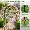 image:imageGiantex Garden Arch with Gate 79 H x 39 W HeavyDuty Metal Arbor Trellis with Safety Latch 4 Ground Stakes for Climbing Plants Vines Outdoor Archway for Lawn Patio Wedding amp Party BlackBlack