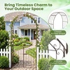 image:imageGiantex Garden Arch with Gate 79 H x 39 W HeavyDuty Metal Arbor Trellis with Safety Latch 4 Ground Stakes for Climbing Plants Vines Outdoor Archway for Lawn Patio Wedding amp Party BlackBronze