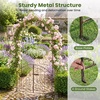 image:imageGiantex Garden Arch with Gate 79 H x 39 W HeavyDuty Metal Arbor Trellis with Safety Latch 4 Ground Stakes for Climbing Plants Vines Outdoor Archway for Lawn Patio Wedding amp Party BlackBronze