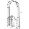 image:imageGiantex Garden Arch with Gate 79 H x 39 W HeavyDuty Metal Arbor Trellis with Safety Latch 4 Ground Stakes for Climbing Plants Vines Outdoor Archway for Lawn Patio Wedding amp Party BlackBlack