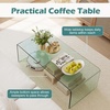 image:imageGiantex Glass Coffee Table 40 Inch Clear Center Table with Tempered Glass Top amp Round Edges Rectangle Accent Cocktail Tea Table Modern Waterfall Living Room Tables for Small Spaces