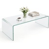 image:imageGiantex Glass Coffee Table 40 Inch Clear Center Table with Tempered Glass Top amp Round Edges Rectangle Accent Cocktail Tea Table Modern Waterfall Living Room Tables for Small Spaces