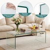 image:imageGiantex Glass Coffee Table 40 Inch Clear Center Table with Tempered Glass Top amp Round Edges Rectangle Accent Cocktail Tea Table Modern Waterfall Living Room Tables for Small Spaces