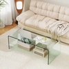 image:imageGiantex Glass Coffee Table 40 Inch Clear Center Table with Tempered Glass Top amp Round Edges Rectangle Accent Cocktail Tea Table Modern Waterfall Living Room Tables for Small Spaces