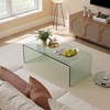 image:imageGiantex Glass Coffee Table 40 Inch Clear Center Table with Tempered Glass Top amp Round Edges Rectangle Accent Cocktail Tea Table Modern Waterfall Living Room Tables for Small Spaces