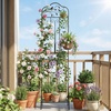 image:imageGiantex Metal Garden Trellis for Climbing Plants 75 x 20 Outdoor Rose Trellis wFoldable Bottom Shelf Freestanding Plant Support for Vines Flowers Vegetables amp Fruits Patio Lawn Garden WhiteBlack