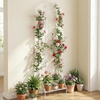 image:imageGiantex Metal Garden Trellis for Climbing Plants 75 x 20 Outdoor Rose Trellis wFoldable Bottom Shelf Freestanding Plant Support for Vines Flowers Vegetables amp Fruits Patio Lawn Garden WhiteWhite