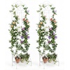 image:imageGiantex Metal Garden Trellis for Climbing Plants 75 x 20 Outdoor Rose Trellis wFoldable Bottom Shelf Freestanding Plant Support for Vines Flowers Vegetables amp Fruits Patio Lawn Garden WhiteWhite