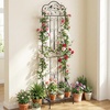image:imageGiantex Metal Garden Trellis for Climbing Plants 75 x 20 Outdoor Rose Trellis wFoldable Bottom Shelf Freestanding Plant Support for Vines Flowers Vegetables amp Fruits Patio Lawn Garden WhiteBlack