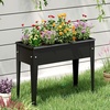 image:imageGiantex Metal Raised Garden Bed with Legs Elevated Planter Box with Drainage Holes for Vegetable Fruit Flower Herb Outdoor Standing Gardening Box for Balcony Backyard Patio Porch 24x11x18Dark