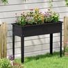 image:imageGiantex Metal Raised Garden Bed with Legs Elevated Planter Box with Drainage Holes for Vegetable Fruit Flower Herb Outdoor Standing Gardening Box for Balcony Backyard Patio Porch 24x11x18Dark