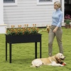 image:imageGiantex Metal Raised Garden Bed with Legs Elevated Planter Box with Drainage Holes for Vegetable Fruit Flower Herb Outdoor Standing Gardening Box for Balcony Backyard Patio Porch 24x11x18Dark
