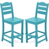 image:imageGiantex Outdoor HDPE Bar Stool Patio Tall Bar Chair with Backrest and Footrest 30 Inches Counter Height Barstools for Garden Backyard Weather Resistance Easy Maintenance 1 BlackTurquoise