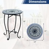image:imageGiantex Outdoor Side Table Floral Clover Mosaic Patio Accent Table 14 Coffee End Table Indoor Outdoor Metal Plant Stand for Porch Garden Balcony DeskBlooming Lotus