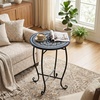 image:imageGiantex Outdoor Side Table Floral Clover Mosaic Patio Accent Table 14 Coffee End Table Indoor Outdoor Metal Plant Stand for Porch Garden Balcony DeskBlooming Lotus