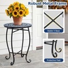 image:imageGiantex Outdoor Side Table Floral Clover Mosaic Patio Accent Table 14 Coffee End Table Indoor Outdoor Metal Plant Stand for Porch Garden Balcony DeskBlooming Lotus