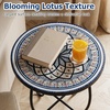 image:imageGiantex Outdoor Side Table Floral Clover Mosaic Patio Accent Table 14 Coffee End Table Indoor Outdoor Metal Plant Stand for Porch Garden Balcony DeskBlooming Lotus