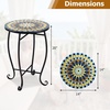 image:imageGiantex Outdoor Side Table Floral Clover Mosaic Patio Accent Table 14 Coffee End Table Indoor Outdoor Metal Plant Stand for Porch Garden Balcony DeskBright Sunflower