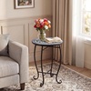 image:imageGiantex Outdoor Side Table Floral Clover Mosaic Patio Accent Table 14 Coffee End Table Indoor Outdoor Metal Plant Stand for Porch Garden Balcony DeskBlooming Lotus